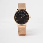 River Island Womens Rose Gold Tone Elie Beaumont Mesh Strap Watch