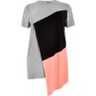 River Island Womens Plus Color Block Asymmetric T-shirt