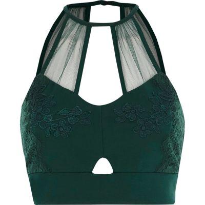 River Island Womens Lace And Mesh Sleeveless Bralet
