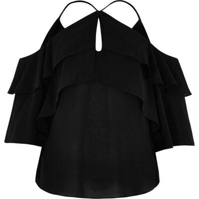 River Island Womens Frill Cold Shoulder Blouse