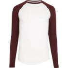 River Island Mens White Raglan Long Sleeve Muscle Fit T-shirt