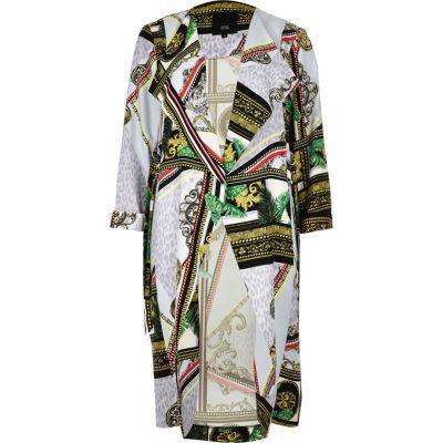 River Island Womens Scarf Print D Ring Duster Jacket