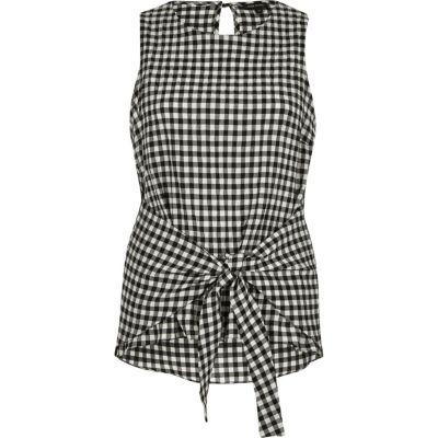 River Island Womens Gingham Print Tie Knot Tank Top