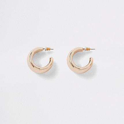 River Island Womens Gold Colour Chunky Hoop Stud Earrings