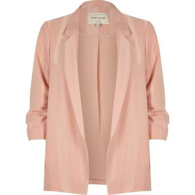 River Island Womens Plus Blush Ruched Sleeve Blazer