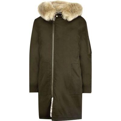 River Island Mens Faux Fur Lined Longline Parka