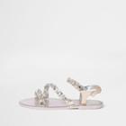 River Island Womens Gold Jewel Strap Jelly Sandals