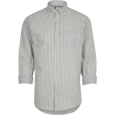 River Island Mens Stripe Long Sleeve Oxford Shirt