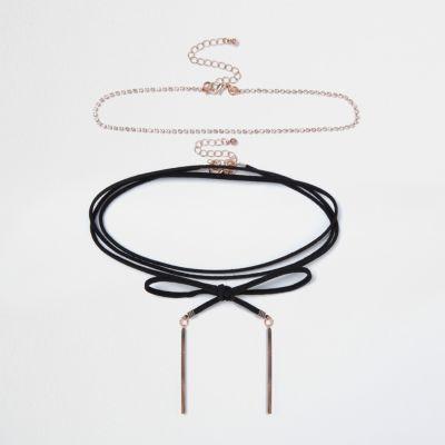 River Island Womens Wrap Diamante Bolo Choker Set
