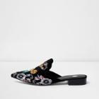 River Island Womens Floral Embroidered Backless Loafers
