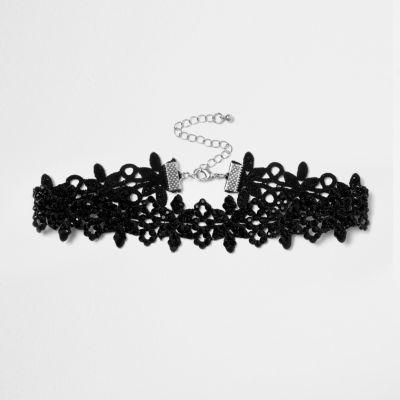 River Island Womens Lace Gem Encrusted Choker