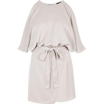 River Island Womens Silver Satin Cold Shoulder Romper