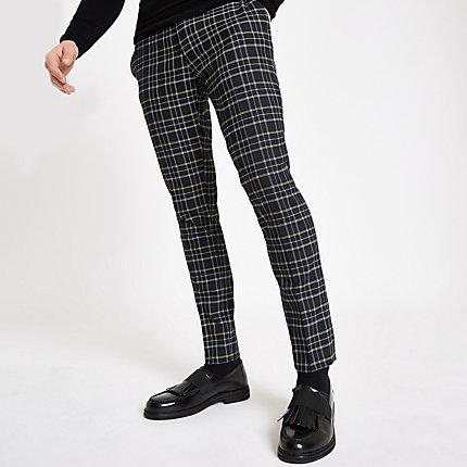 River Island Mens Check Super Skinny Trousers