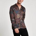River Island Mens Tile Print Slim Fit Shirt