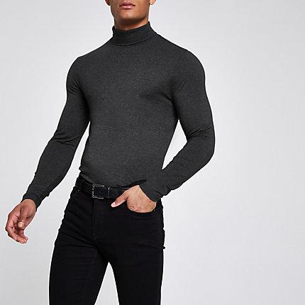 River Island Mens Roll Neck Muscle Fit Top