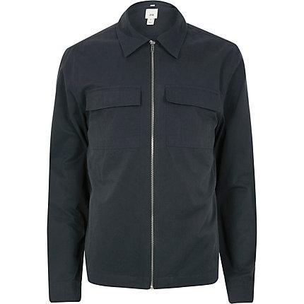 River Island Mens Zip Through Long Sleeve Shirt