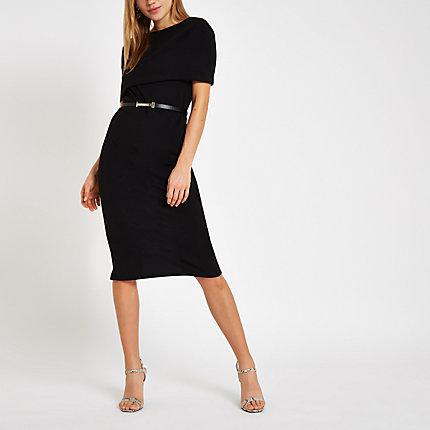 River Island Womens Cape Belted Bodycon Midi Dress
