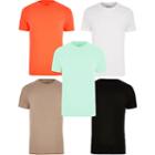River Island Mens Multi Muscle Fit T-shirt 5 Pack