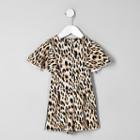 River Island Mini Girls Leopard Print Frill Romper