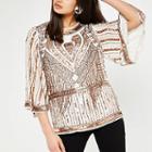 River Island Womens Sequin Cape Sleeve Top