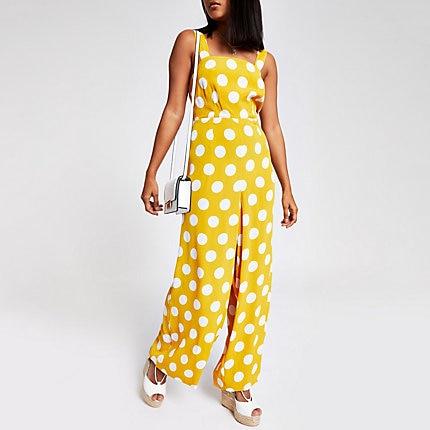 River Island Womens Petite Spot Wide Leg Jumpsuit