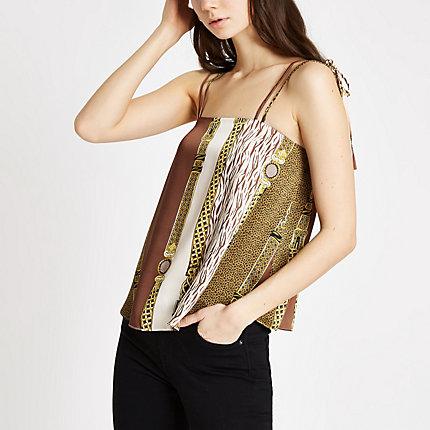 River Island Womens Chain Print Tie Strap Top