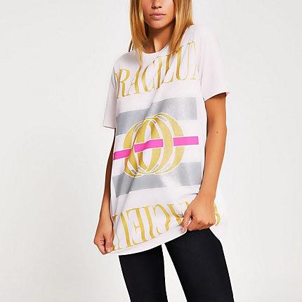 River Island Womens Glitter Printed Boyfriend T-shirt