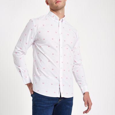 River Island Mens Minimum White Print Shirt