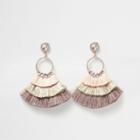 River Island Womens Layered Tassel Circle Drop Earrings