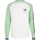 River Island Mens White And Printed Raglan Sleeve T-shirt