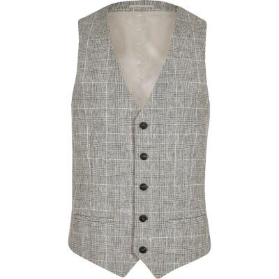 River Island Mens Check Suit Vest