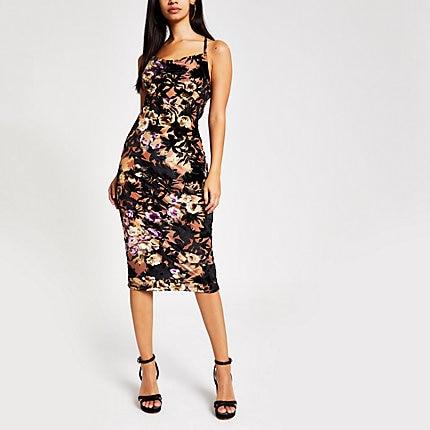 River Island Womens Print Cowl Neck Midi Slip Dress