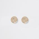 River Island Womens Gold Color Coin Stud Earrings
