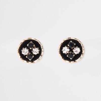 River Island Womens Velvet Embellished Circle Stud Earrings