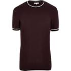 River Island Mens Tipped Knitted Ringer T-shirt