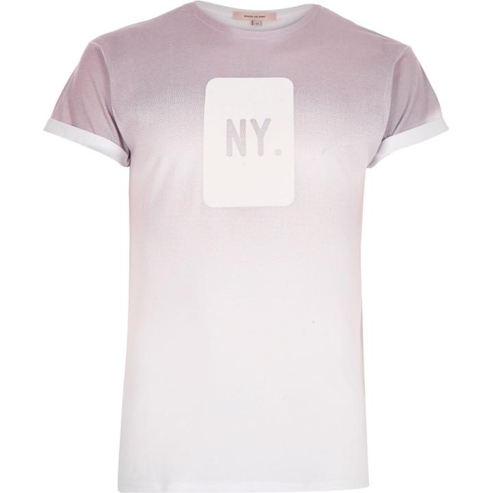 River Island Menspink Faded Ny Print T-shirt