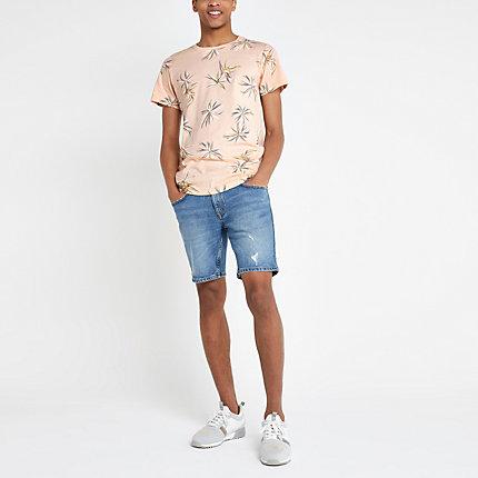 Mens Bellfield Floral Curved Hem T-shirt