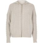 River Island Womens Cable Knit Zip Front Hoodie