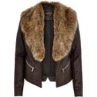 River Island Womens Croc Leather-look Fitted Jacket