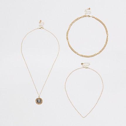 River Island Womens Gold Lion Head Layered Necklace