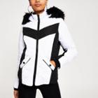 River Island Womens White Mono Faux Fur Hood Padded Jacket