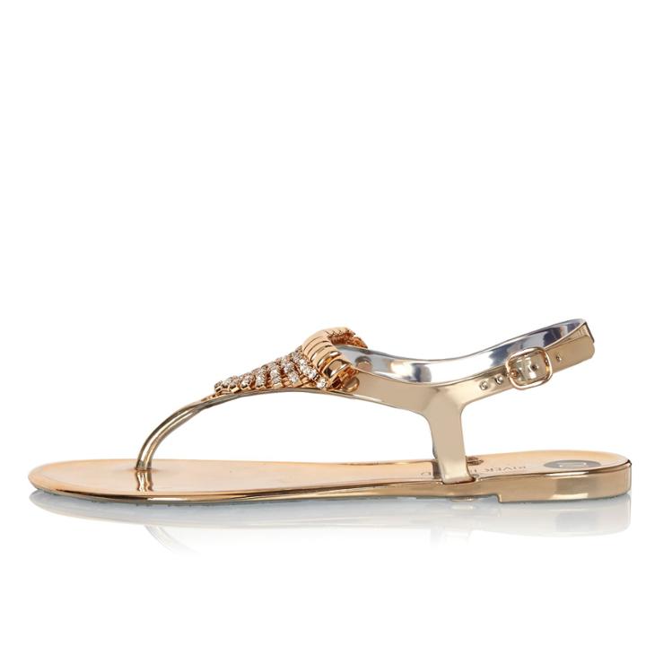 River Island Womens Gold Embellished Jelly Sandals