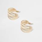 River Island Womens Gold Tone Folded Leaf Hoop Earrings