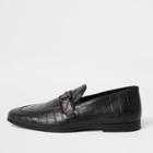River Island Mens Croc Embossed Tape Leather Slim Loafer
