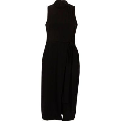 River Island Womens Tie Waist High Neck Midi Dress