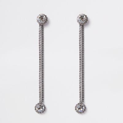River Island Womens Silver Tone Front And Back Drop Ear