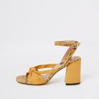 River Island Womens Wide Fit Knot Front Block Heel Sandals