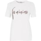 River Island Womens White 'feminine' Sequin Fitted T-shirt