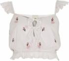 River Island Womens White Floral Embroidered Frill Crop Top