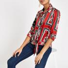 River Island Womens Scarf Print Tie Front Shirt